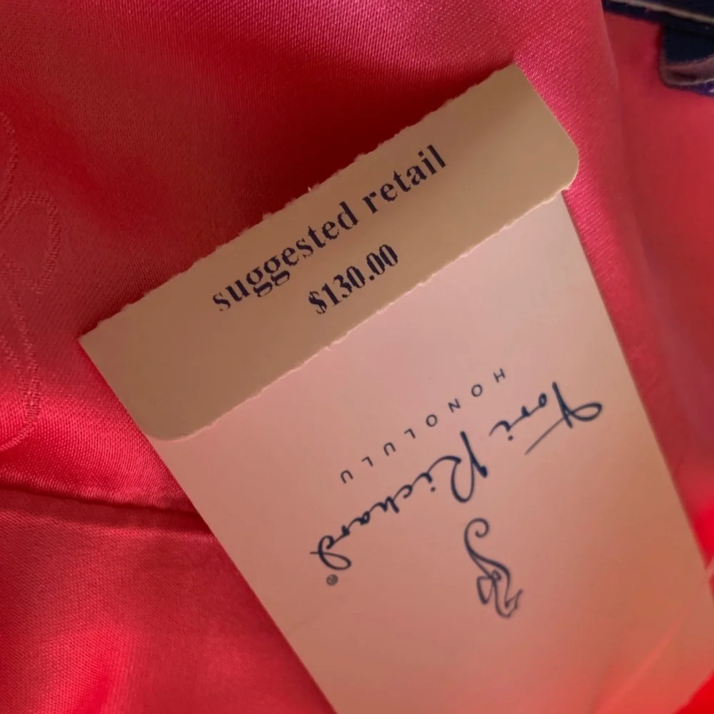 Tori Richard Pink 100 silk spaghetti strap dress with Cream Accents - Picture 4 of 17